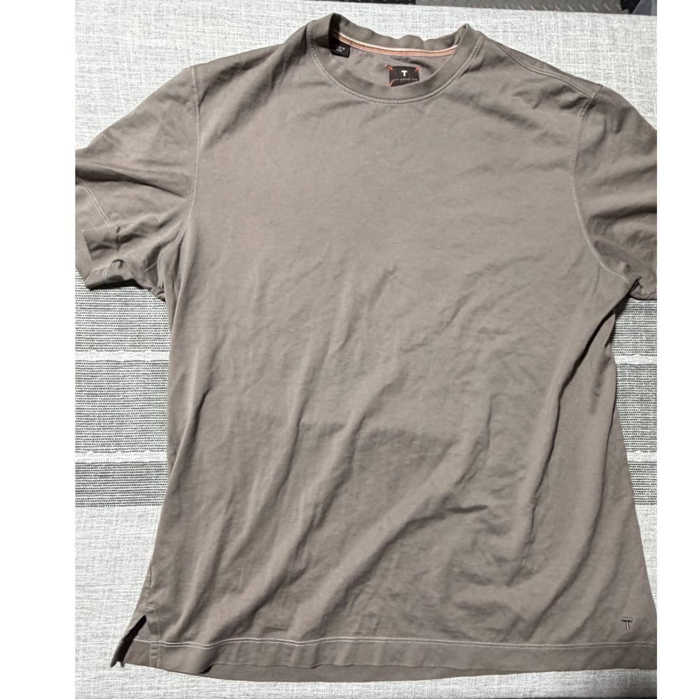 Left Coast Tee Mens medium large Pima Cotton Crewneck T-Shirt Taupe Brown